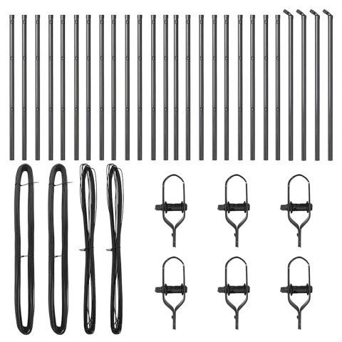 SŁUPY OGRODZENIOWE 26 SZT. SZARE Ø32MM 100CM STAL OCYNKOWANA