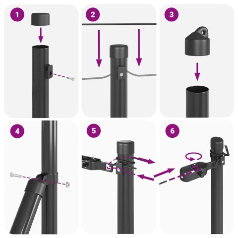 SŁUPY OGRODZENIOWE 26 SZT. SZARE Ø32MM 100CM STAL OCYNKOWANA