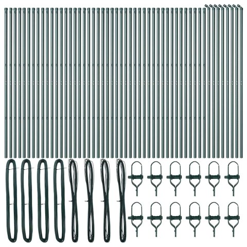 SŁUPY OGRODZENIOWE 52 SZT. ZIELONY Ø32MM 200CM STAL OCYNKOWANA