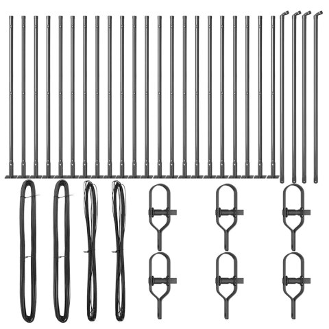 SŁUPY OGRODZENIOWE Z PODSTAWAMI 26 SZT. Ø32MM 50CM ZE STALI OCYNKOWANEJ