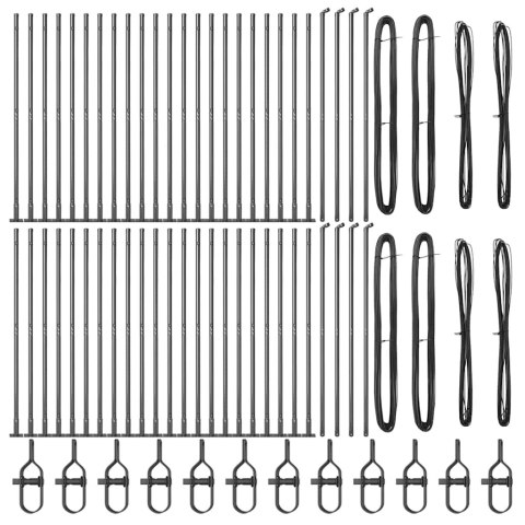 POSTS ZA OGRODZENIE Z PODSTAWAMI 52 SZT Ø32MM 88,5CM ZE STALI OCYNKOWANEJ