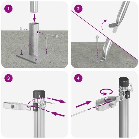 SŁUPKI OGRODZENIOWE Z PŁYTKAMI PODSTAWOWYMI 26 SZT. Ø32MM 90CM STAL OCYNKOWANA
