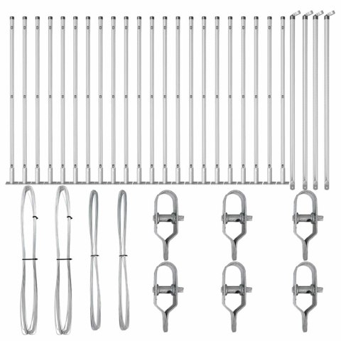 SŁUPKI OGRODZENIOWE Z PODSTAWAMI 26 SZT. Ø32MM 110CM STAL OCYNKOWANA