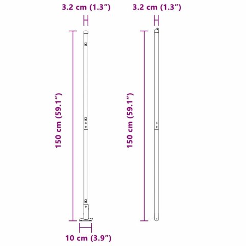 SŁUPKI OGRODZENIOWE Z PODSTAWAMI 26 SZT. Ø32MM 78,5CM ZE STALI OCYNKOWANEJ