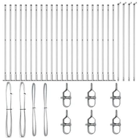 SŁUPKI OGRODZENIOWE Z PODSTAWAMI 26 SZT. Ø32MM 88,5CM ZE STALI OCYNKOWANEJ