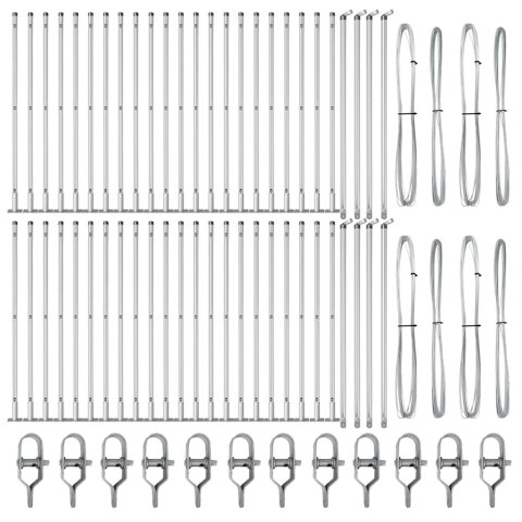 SŁUPKI OGRODZENIOWE Z PODSTAWAMI 52 SZT. Ø32MM 50CM ZE STALI GALWANIZOWANEJ