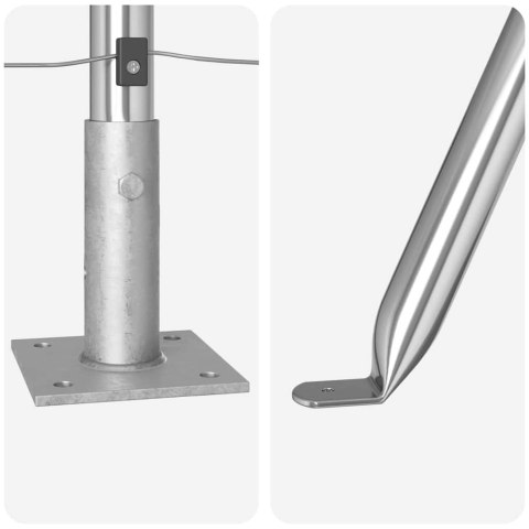 SŁUPKI OGRODZENIOWE Z PODSTAWAMI 52 SZT. Ø32MM 50CM ZE STALI GALWANIZOWANEJ