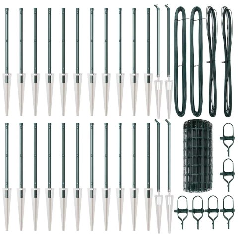 EURO OGRODZENIE Z 13 SŁUPKAMI SZPIKULCAMI 0.6X50M ZE STALI OCYNKOWANEJ ZIELONEJ