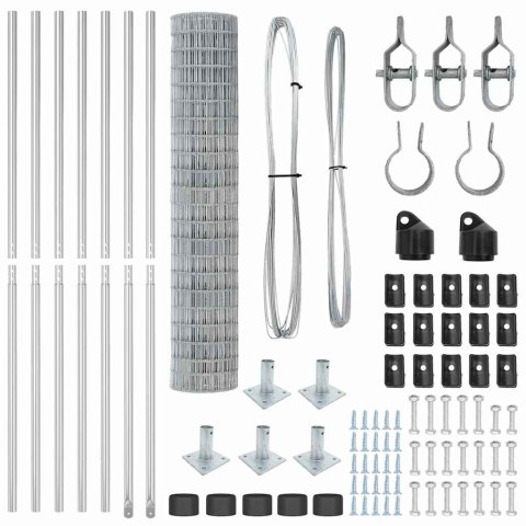 OGRODZENIE EURO Z 7 FLANSZOWYMI SŁUPKAMI 1.4X10M STAL OCYNKOWANA
