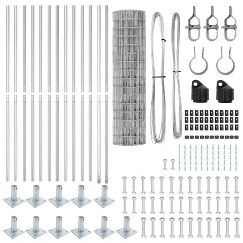 OGRODZENIE EURO Z 13 SŁUPKAMI Z FLANSZĄ 0.8X25M ZE STALI OCYNKOWANEJ