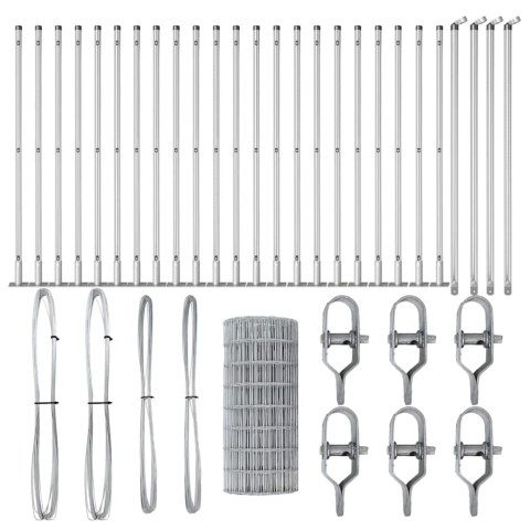 OGRODZENIE EURO Z 13 SŁUPKAMI Z FLANSZAMI 0.6X50M ZE STALI OCYNKOWANEJ