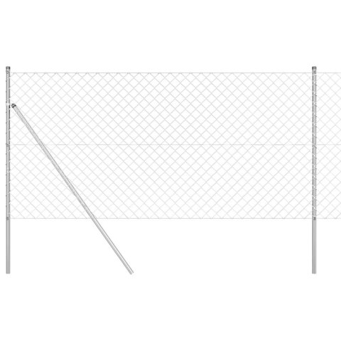 OGRODZENIE Z OGNIWOWĄ SIATKĄ Z SŁUPKAMI SREBRNY 1X 10M STAL