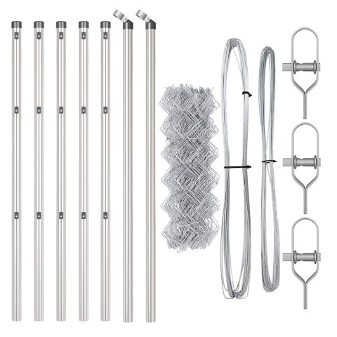 VidaXL Zestaw słupków ogrodzeniowych Srebrny 0.4 x 10 m