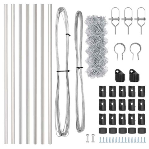 VidaXL Zestaw słupków ogrodzeniowych Srebrny 0.4 x 10 m