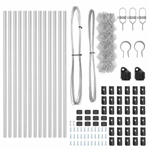 VidaXL Zestaw słupków ogrodzeniowych Srebrny 0.4 x 25 m