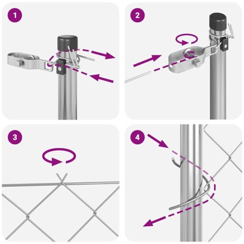 ZESTAW SŁUPKÓW OGRODZENIOWYCH SREBRNY 0.6X 25M