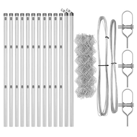 ZESTAW SŁUPKÓW OGRODZENIOWYCH SREBRNY 0.8X 25M