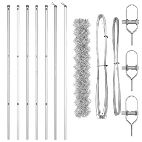 ZESTAW SŁUPKÓW OGRODZENIOWYCH SREBRNY 1.2X 10M