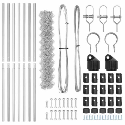 ZESTAW SŁUPKÓW OGRODZENIOWYCH SREBRNY 1.6X 10M