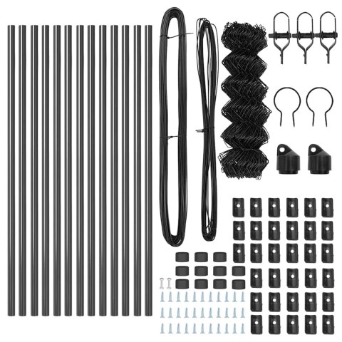 VidaXL Zestaw słupków ogrodzeniowych Szary 0.4 x 25 m