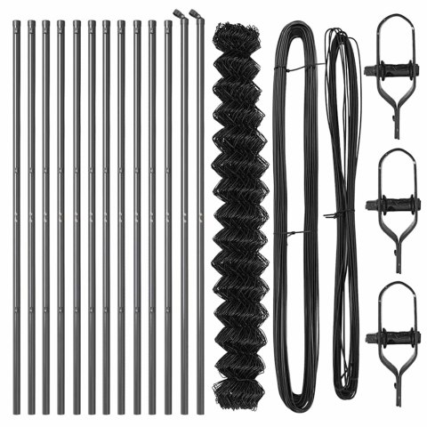 VidaXL Zestaw słupków ogrodzeniowych Szary 1.6 x 25 m