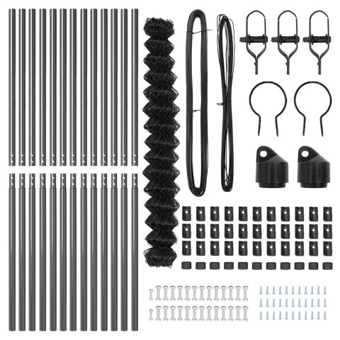 VidaXL Zestaw słupków ogrodzeniowych Szary 1.6 x 25 m