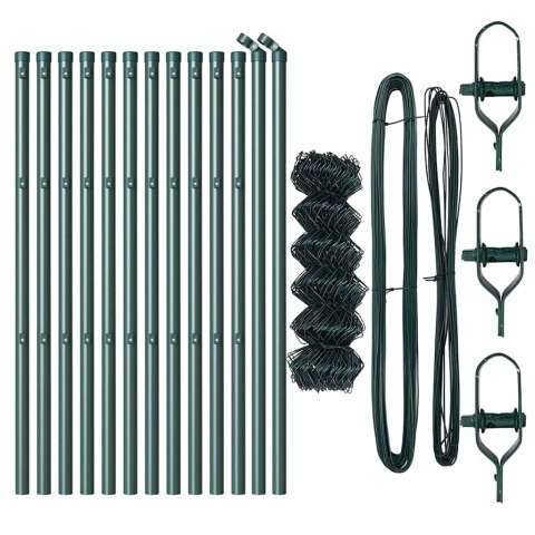 VidaXL Zestaw słupków ogrodzeniowych Zielony 0.4 x 25 m