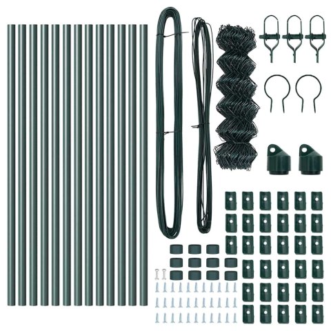 VidaXL Zestaw słupków ogrodzeniowych Zielony 0.4 x 25 m