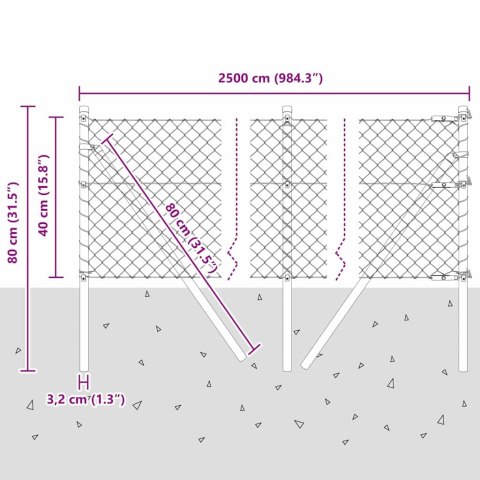 VidaXL Zestaw słupków ogrodzeniowych Zielony 0.4 x 25 m