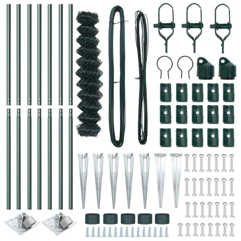 OGRODZENIE Z OGNIWAMI Z SŁUPAMI ZIELONY 1.2X 10M