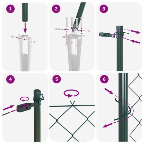 OGRODZENIE Z OGNIWAMI Z SŁUPAMI ZIELONY 1.2X 10M