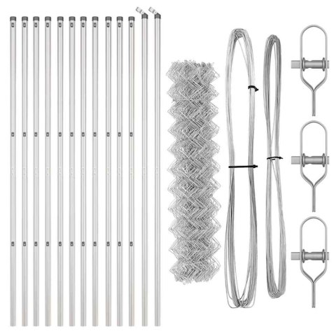 ZESTAW SŁUPKÓW OGRODZENIOWYCH SREBRNY 1.2X 25M