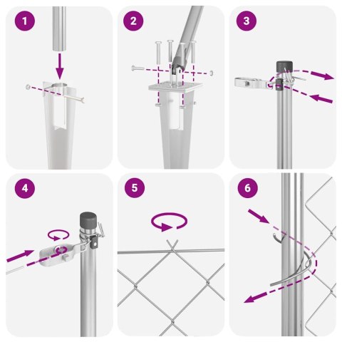 ZESTAW SŁUPKÓW OGRODZENIOWYCH SREBRNY 25X 1M