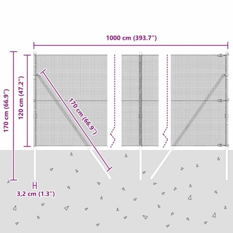 OGRODZENIE Z DRUTU SPAWANEGO Z 7 SŁUPKAMI 1,2X10M
