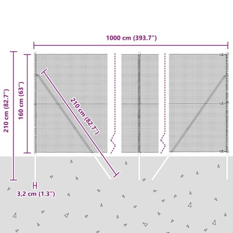 OGRODZENIE Z SIATKĄ SPAWANĄ Z 7 SŁUPKAMI 1.6X10M ZE STALI OCYNKOWANEJ