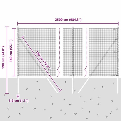 OGRODZENIE DRUCIANE Z 13 SŁUPKAMI 1.4X25M ZE STALI OCYNKOWANEJ