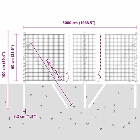 OGRODZENIE SPAWANE Z 13 SŁUPKAMI 0.6X50M STAL OCYNKOWANA