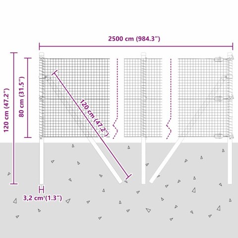 OGRODZENIE SPAWANE Z 13 SŁUPKAMI 0.8X25M ZE STALI OCYNKOWANEJ