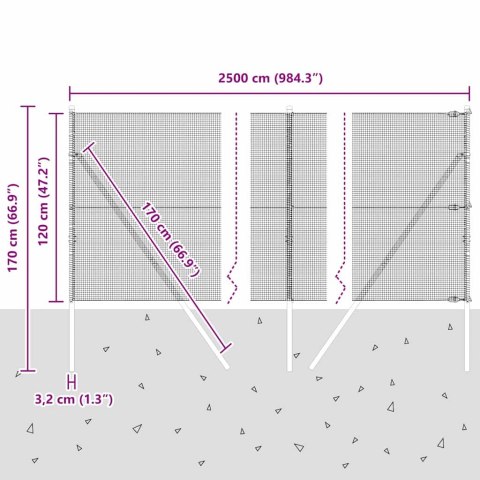 OGRODZENIE SPAWANE Z 13 SŁUPKAMI 1.2X25M Z OCYNKOWANEJ STALI