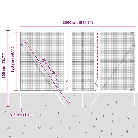 OGRODZENIE SPAWANE Z 13 SŁUPKAMI 1.5X25M ZE STALI OCYNKOWANEJ