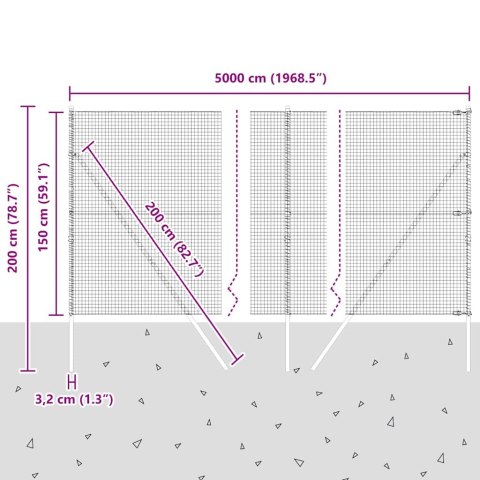 OGRODZENIE SPAWANE Z 13 SŁUPKAMI 1,5X50M ZE STALI OCYNKOWANEJ