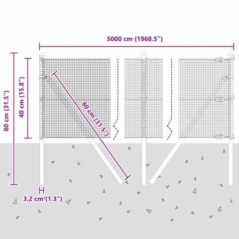 OGRODZENIE Z DRUTU SPAWANEGO Z 13 SŁUPKAMI 0,4X50M ZE STALI OCYNKOWANEJ