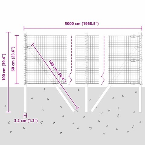 OGRODZENIE Z DRUTU SPAWANEGO Z 13 SŁUPKAMI 0,6X 50M STAL OCYNKOWANA