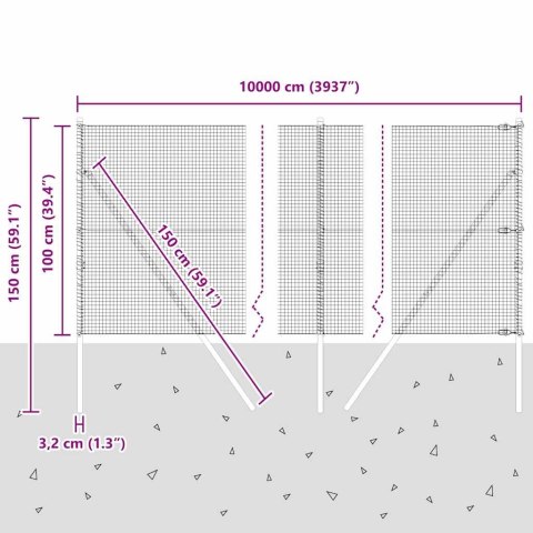 OGRODZENIE Z DRUTU SPAWANEGO Z 13 SŁUPKAMI 1X100M ZE STALI OCYNKOWANEJ