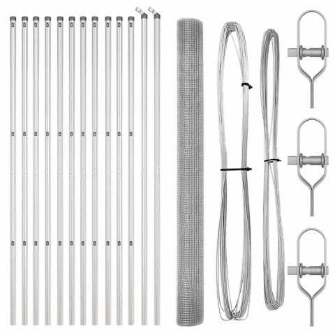 OGRODZENIE Z DRUTU SPAWANEGO Z 13 SŁUPKAMI 1.6X25M STAL OCYNKOWANA