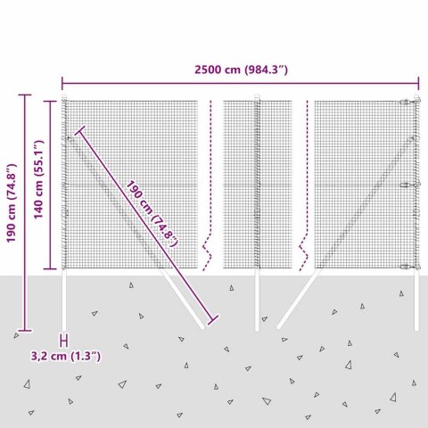 OGRODZENIE Z PLECIONKI SPAWANEJ Z 13 SŁUPKAMI 1.4X25M OCYNKOWANA STAL