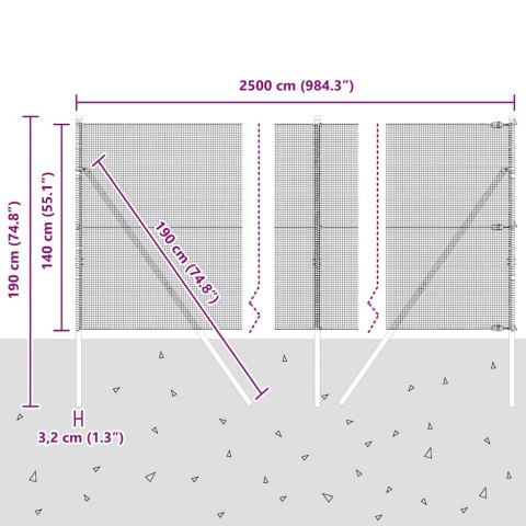 OGRODZENIE SPAWANE Z 13 SŁUPKAMI ZIELONE 1.4X25M STAL