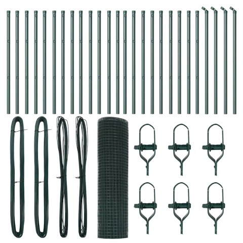 OGRODZENIE SPAWANE Z 13 SŁUPKAMI ZIELONY 0.5X50M STAL