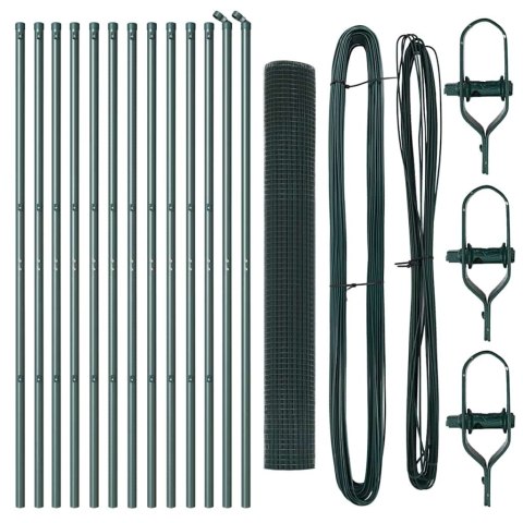 OGRODZENIE Z 13 SŁUPKAMI ZIELONE 1X25M STAL