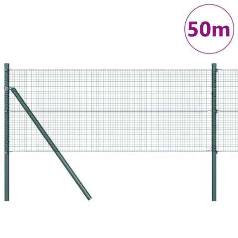 OGRODZENIE Z DRUTU SPAWANEGO Z 13 SŁUPKAMI ZIELONE 0.4X50M STAL